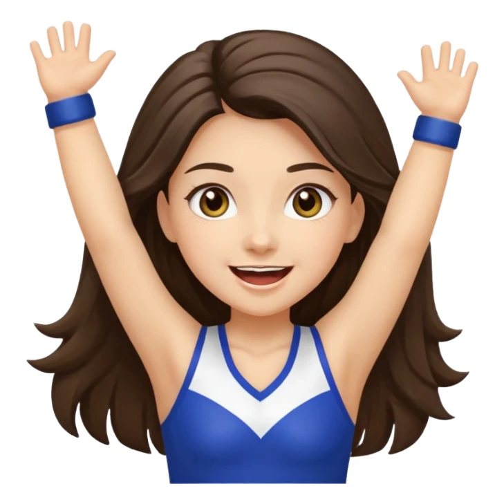 happy long haired brunette girl hazel eyes cheerleader cheering sticker