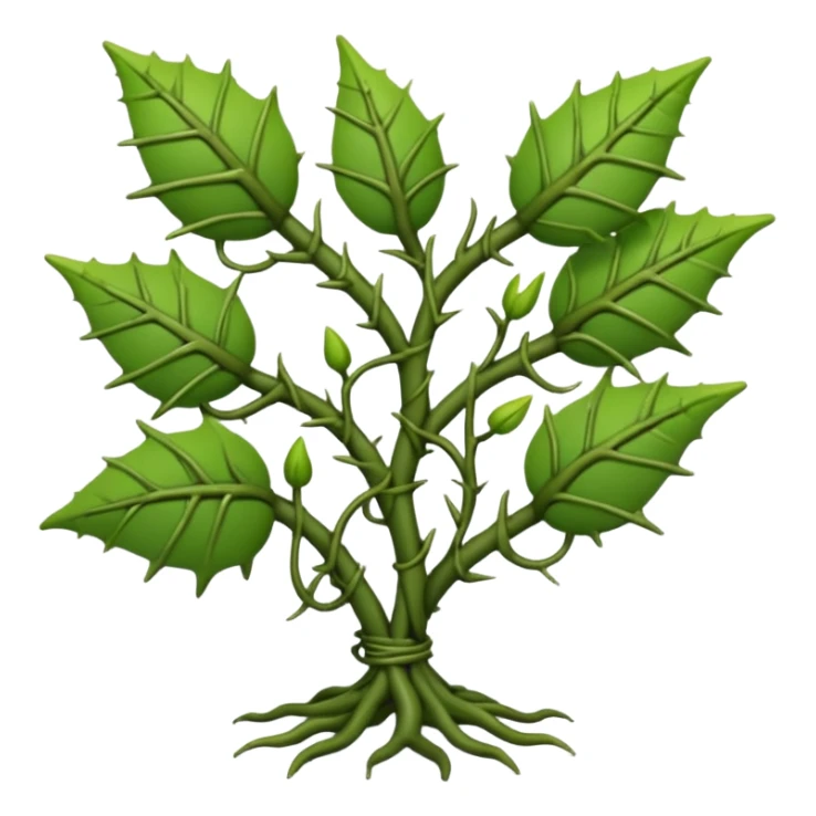 green vines with thorns sprouting design, 3D, extremely detailed, earthy color palette sticker