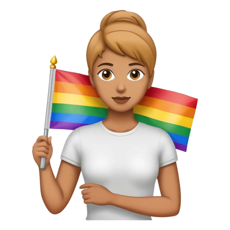 woman with lgbt flag sticker