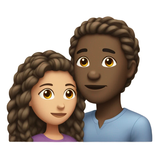 black male braids kissing female brown hair head only sticker