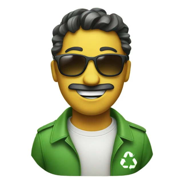 Recycle symbol wearing sunglasses  sticker