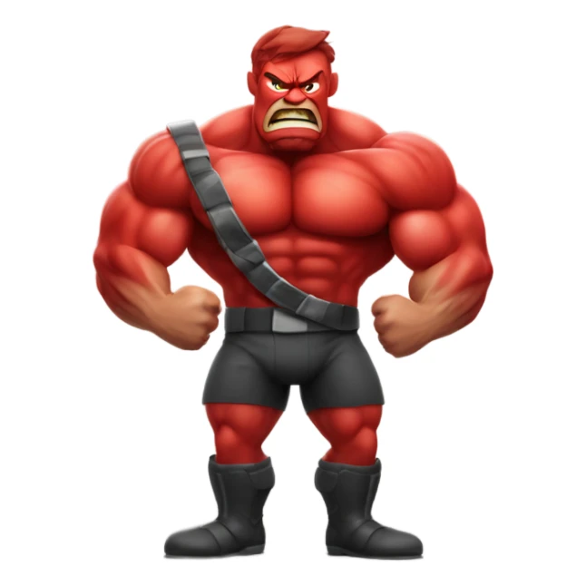 Very muscular angry red apple man sticker