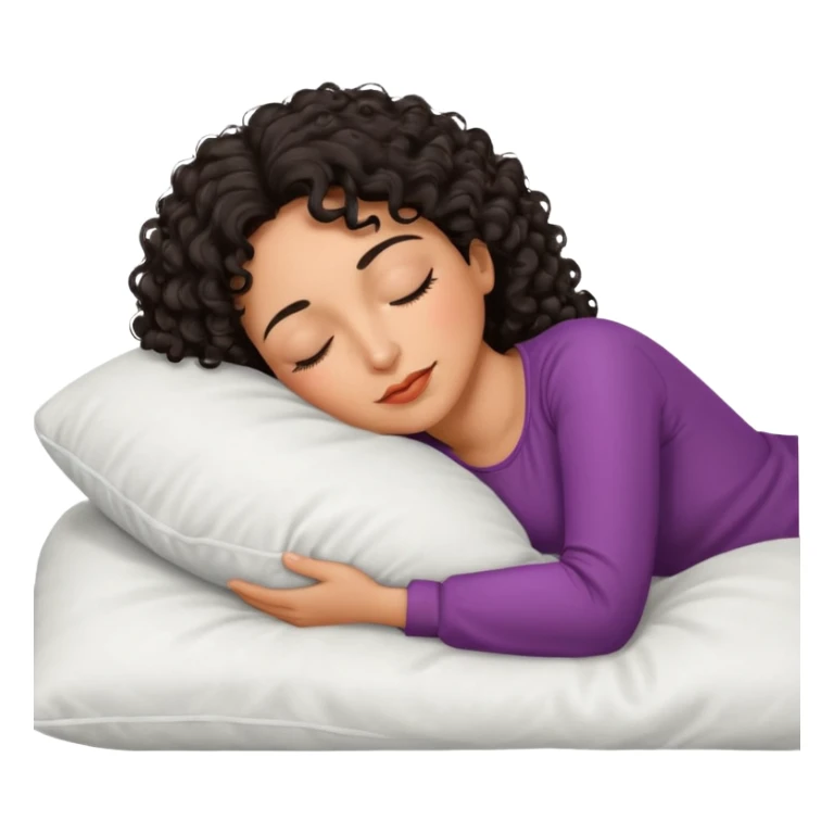 Sleeping mature Spanish girl on white pillow dark curly hair mixed skin sticker