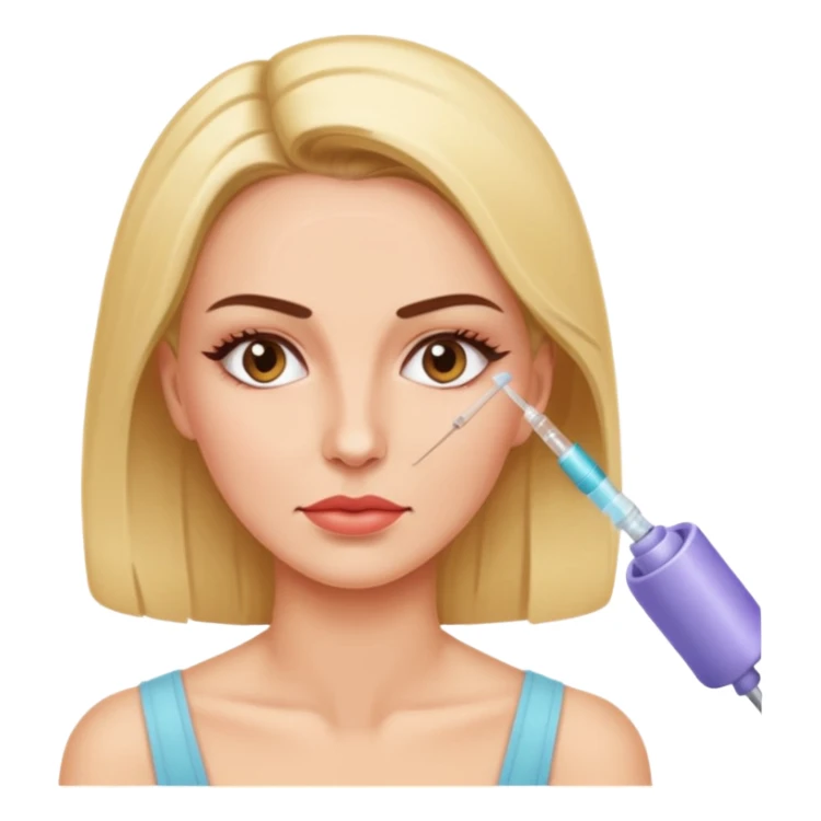 Woman taking a botox injection in the face sticker