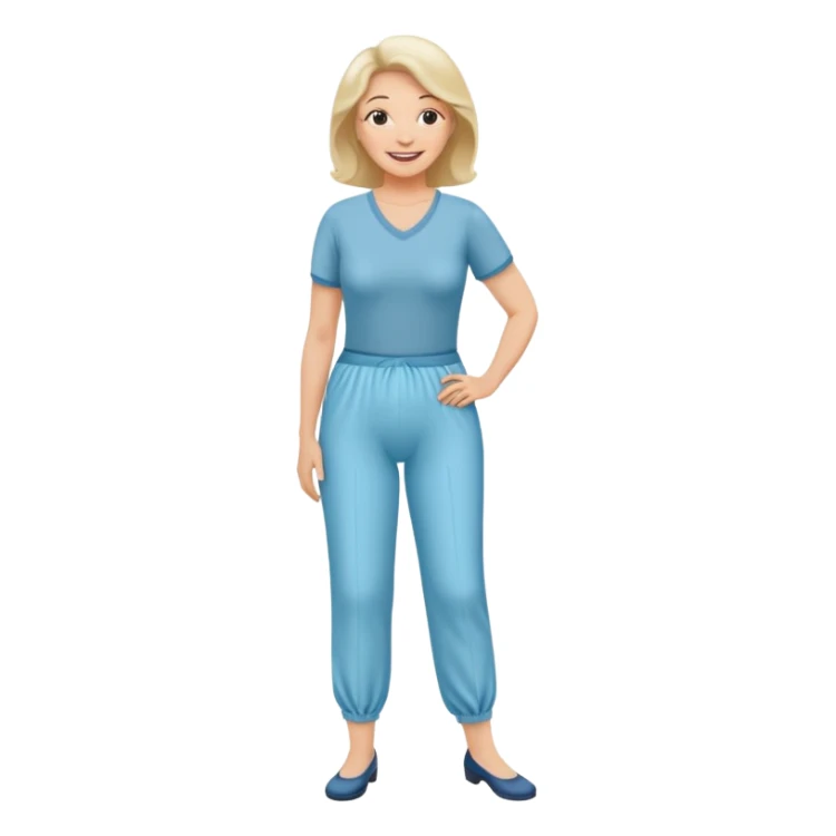 a Woman, mid 50, wearing incontinence pants sticker