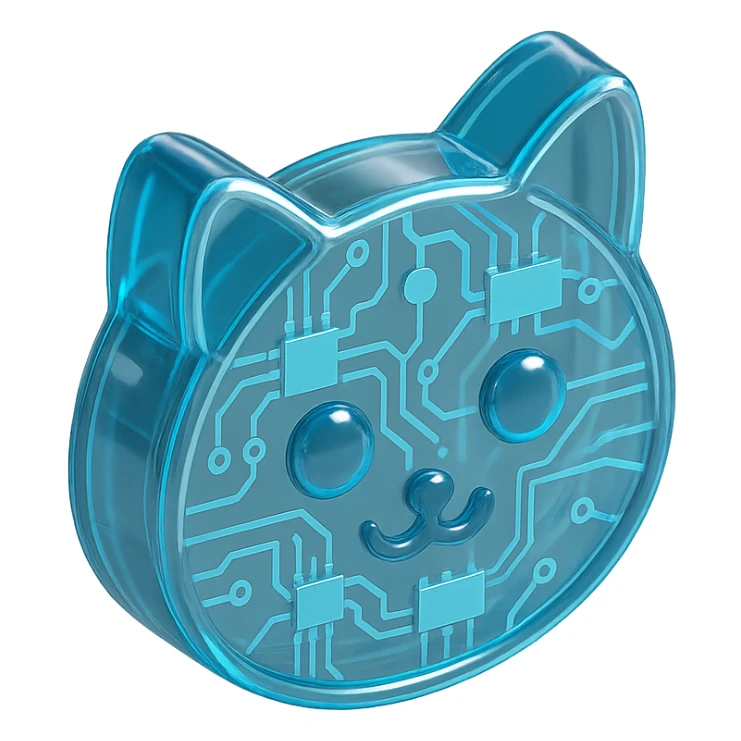 cat icon with glossy circuit style sticker