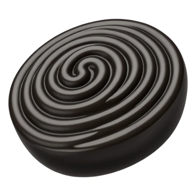 a swirl of black sesame paste, deep black, thick glossy texture, smooth and slightly rippled, rich and opaque, subtle shine, no spoon or jar, apple emoji style, soft lighting, transparent background, emoji scale sticker