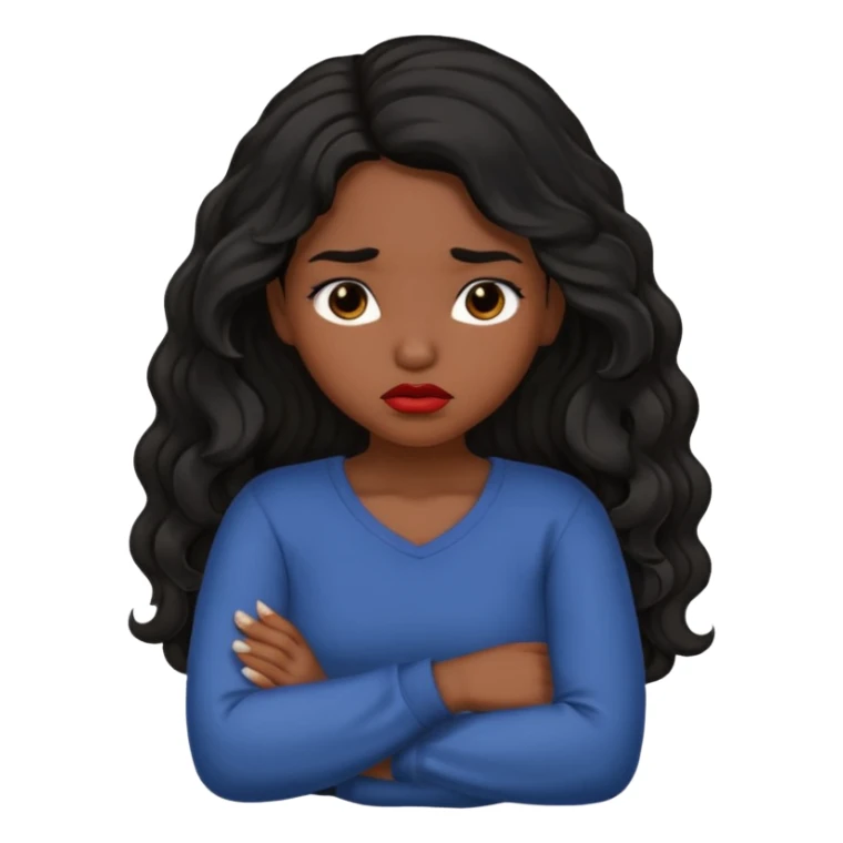 Hispanic girl with dark, long, wavy hair crossing her arms and pouting sticker