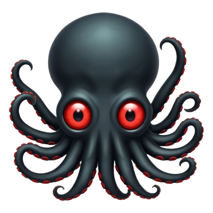 black tentacled creature with a large red eye and clawed tips, dynamic pose, emoji style sticker