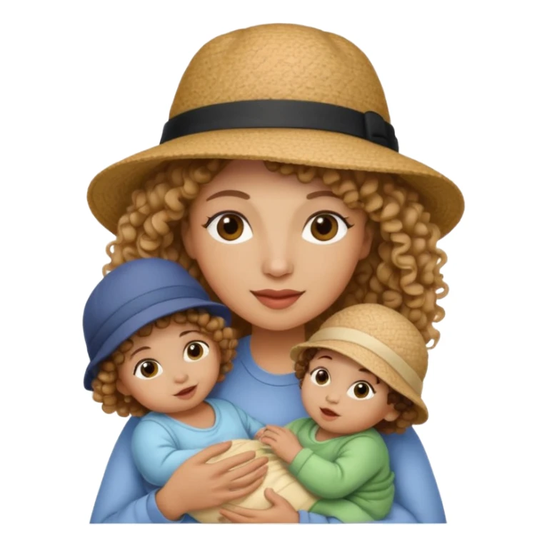 curly Mother with Hats with her baby sticker