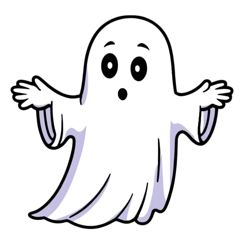 A cartoon face with crossed-out eyes and ghost leaving body sticker