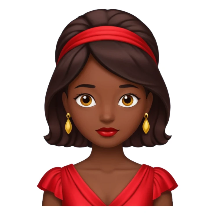 Dark skin emoji in red dress sticker