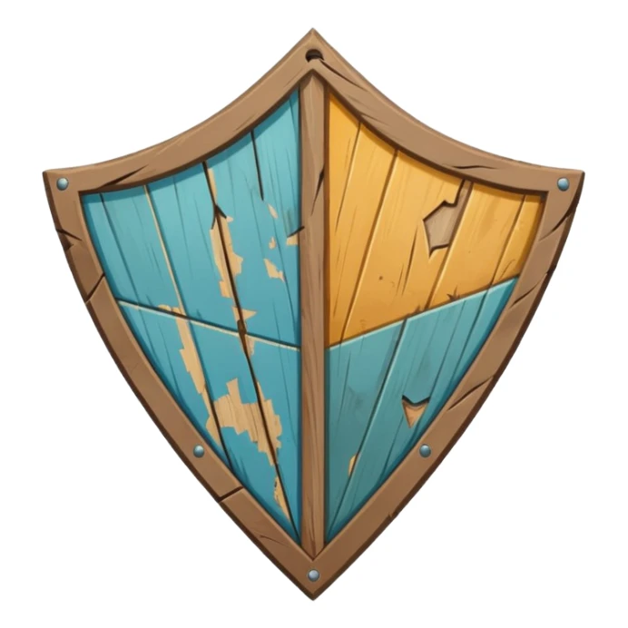 Old, fded, cracked wooden kite-shiled sticker