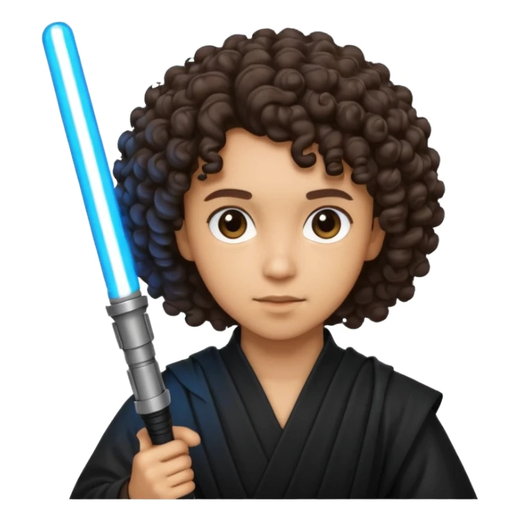 Lightskin curly hair with a light saber  sticker