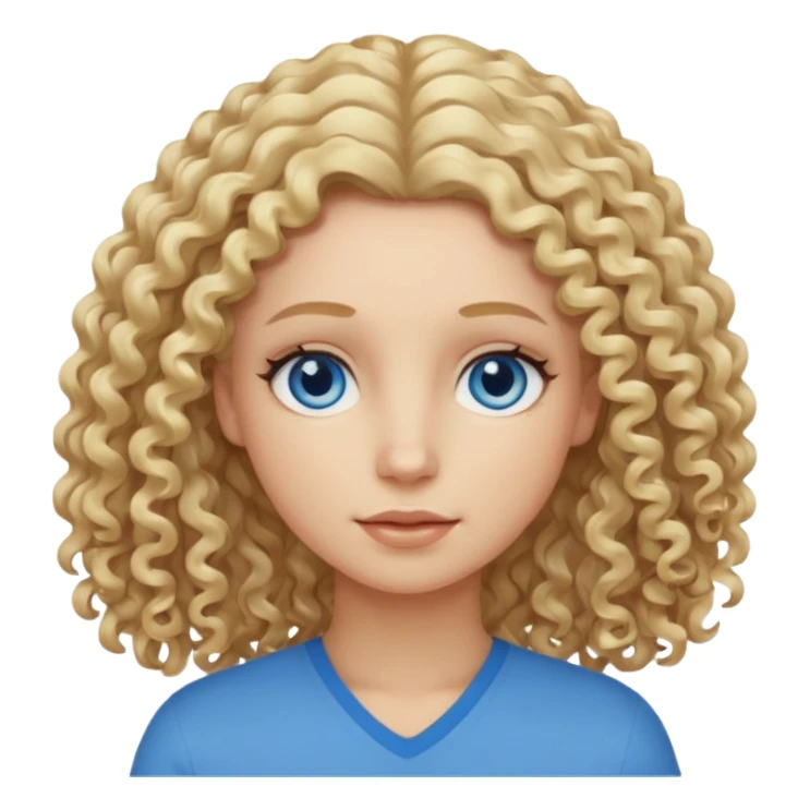 Curly blond blue eyes. Long hair cool beige blond. Longer hair sticker