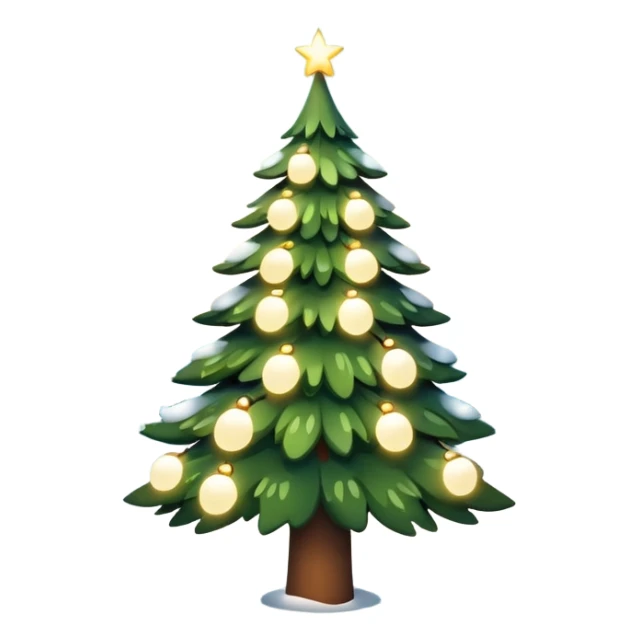 Christmas tree with white lights in nature and snow on top sticker