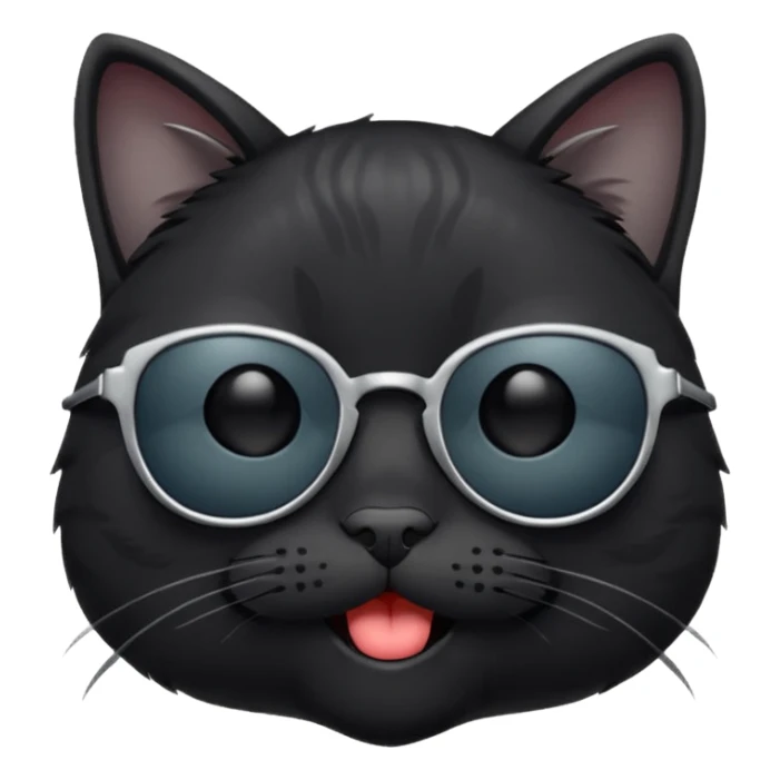 Black cat wearing sunglasses and wink sticker
