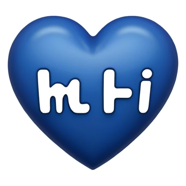 Dark blue heart with the words hi in the middle  sticker