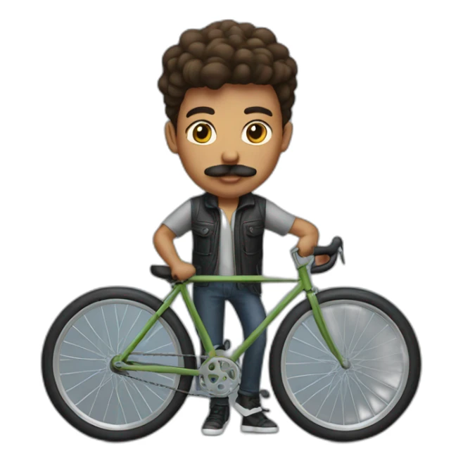 young Man with moustache on a bike sticker