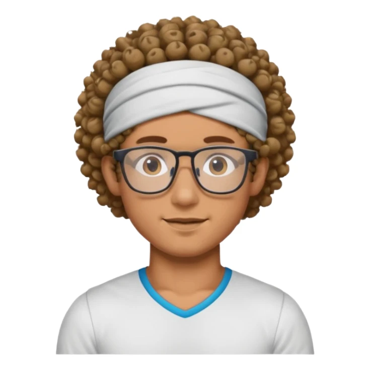 curly guy with headband and glassess athlete sticker