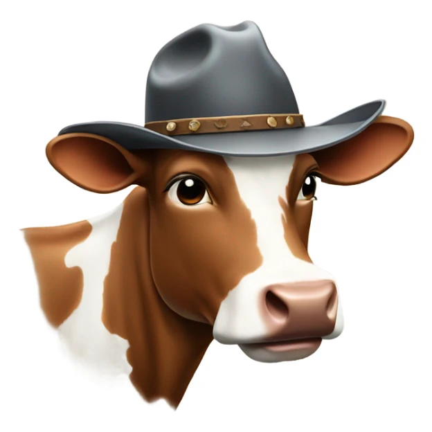 Cow wearing a cow boy hat sticker
