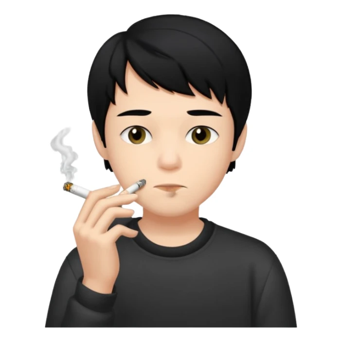 young boy with black long hair smoking weed sticker