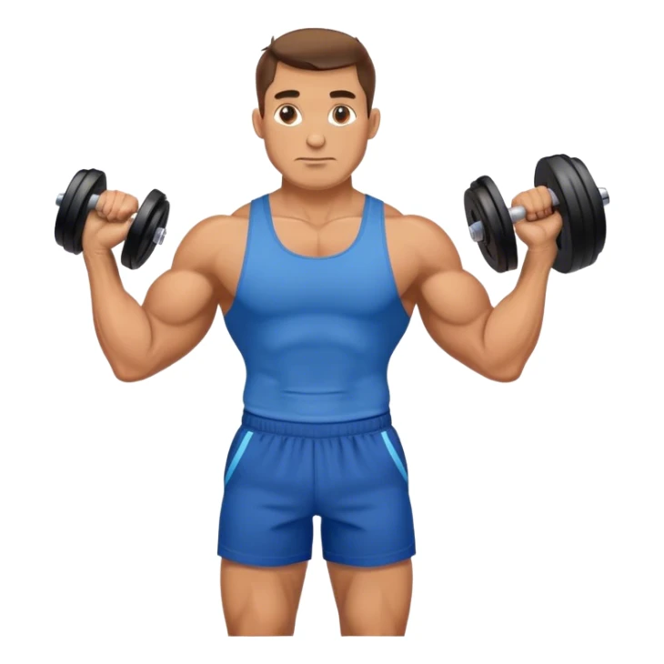 buff man with blue shorts holding kettlebell sticker
