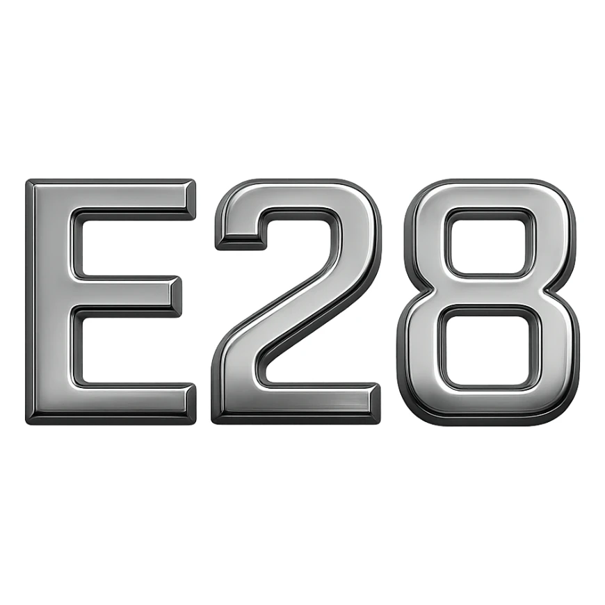 3D chrome letter 'E28' sticker