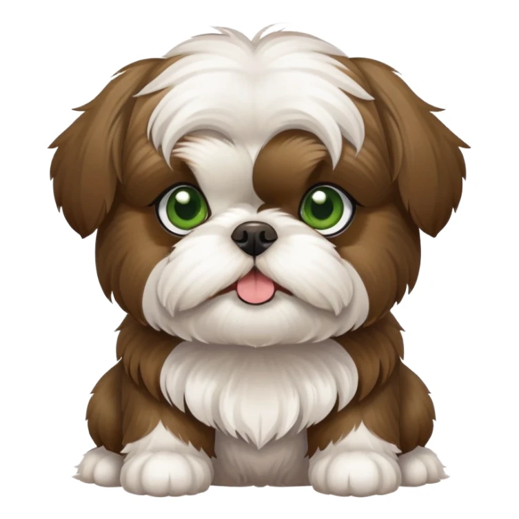 brown and white shih tzu dog with olive green eyes sticker