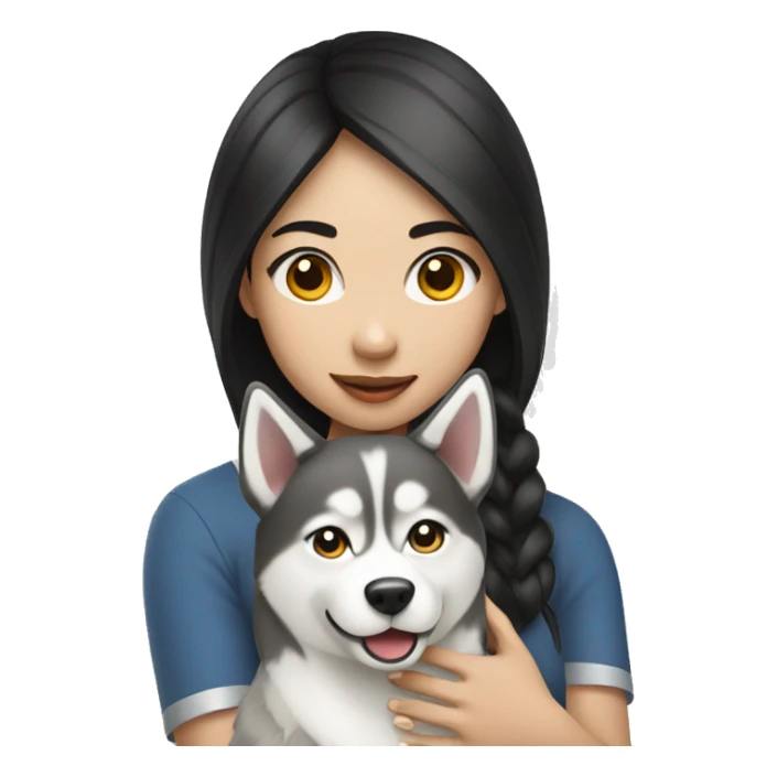 Asian Girl with husky dog sticker