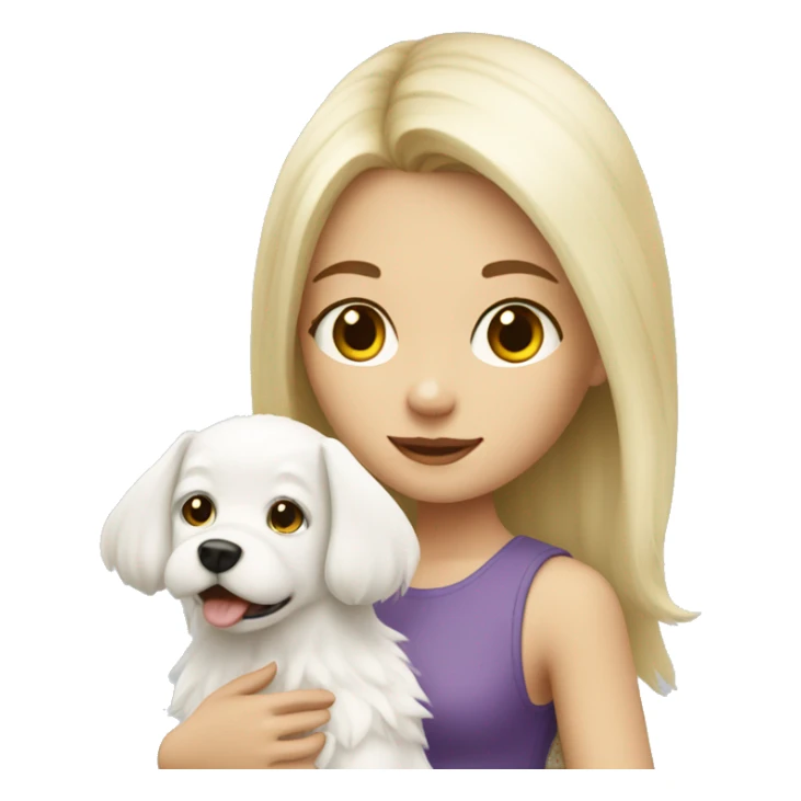 blonde girl with white fluffy dog sticker