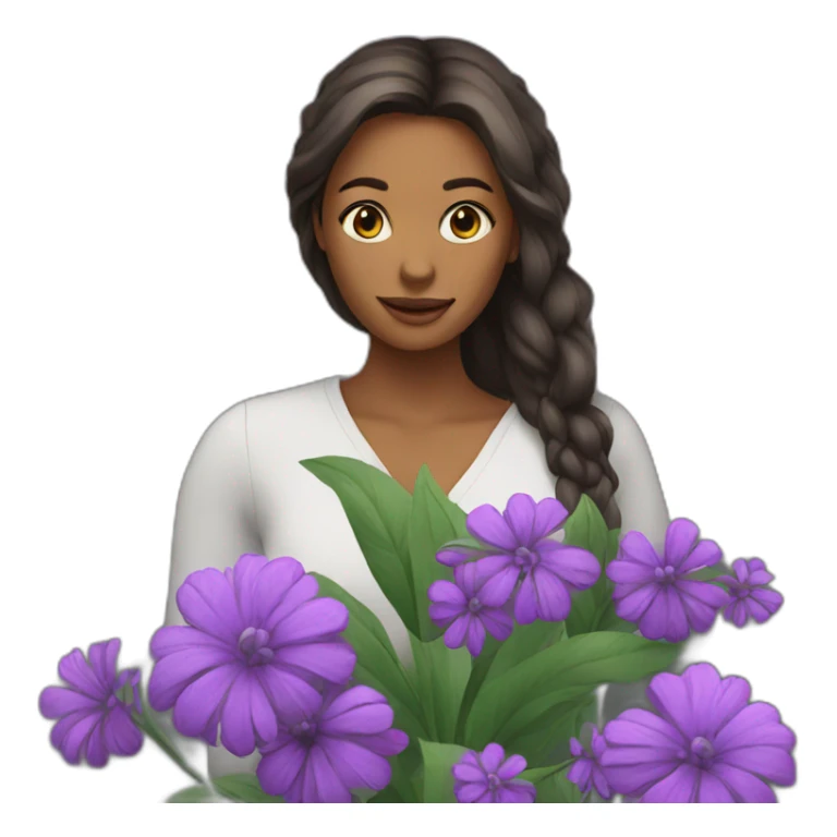 Purple flowers with woman sticker