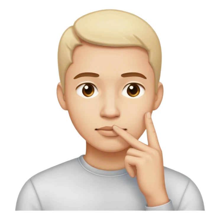 person tapping finger on chin thinking sticker