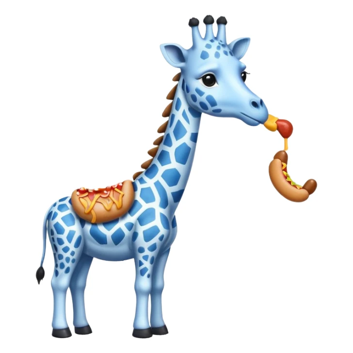 Blue giraffe eating a hot dog  sticker