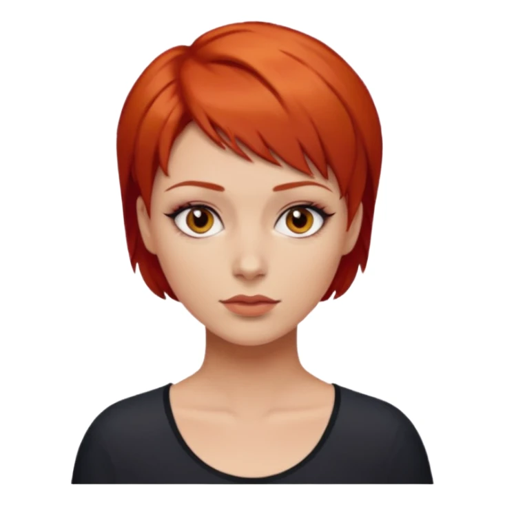 women with very short red hair and dark eyes sticker