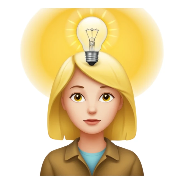 Woman thinking with a light bulb over her head sticker