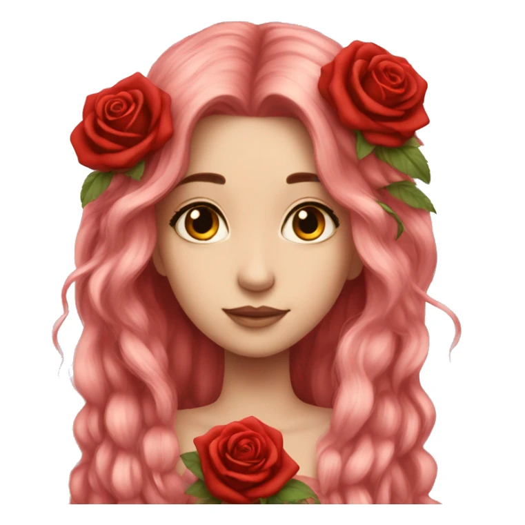 big wings, rose, Beautiful, fairy, red, long hair sticker