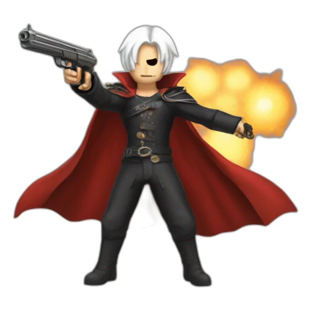 dante from devil may crying firing guns in the air sticker