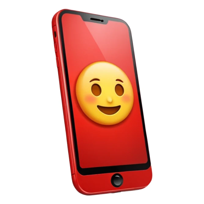 mobile phone emoji, modern smartphone, bright red sticker