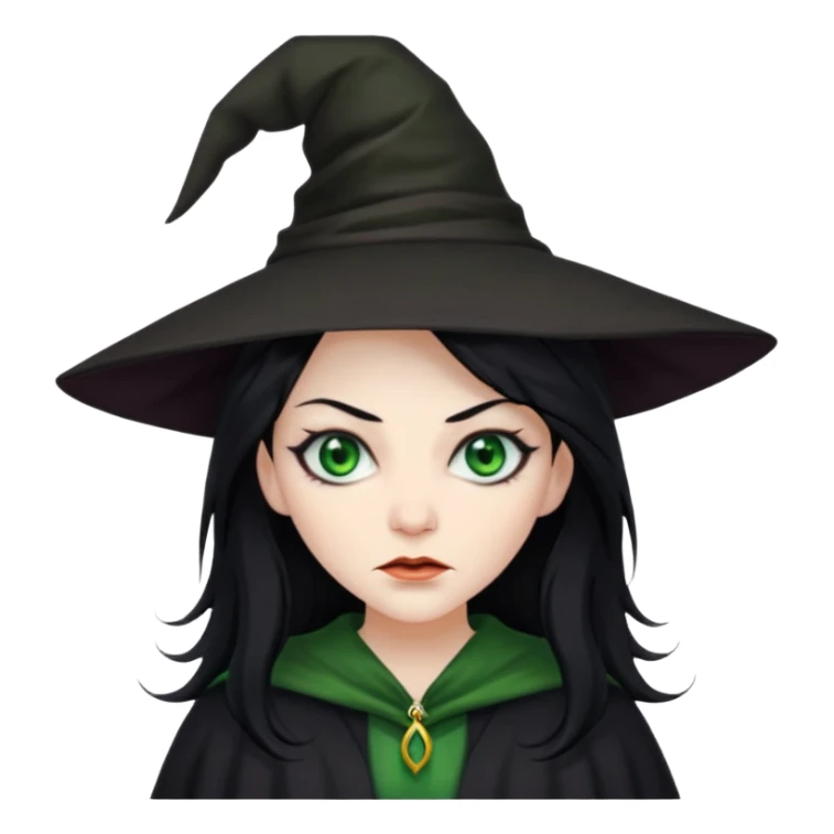 evil witch with disheveled hair sticker