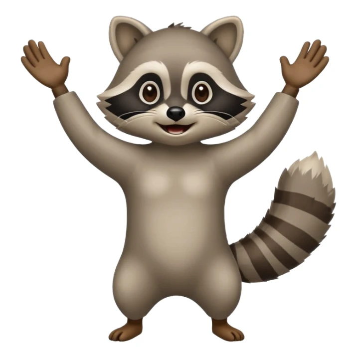 a full body raccoon celebrating hands up  sticker