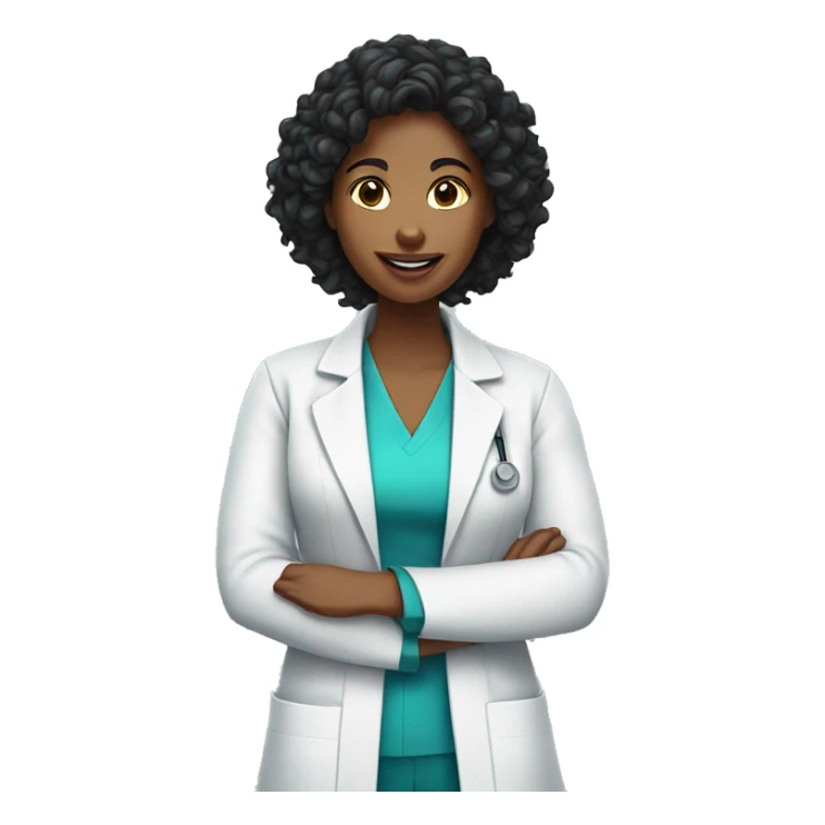 Dietitian with curly black hair and lab coat sticker