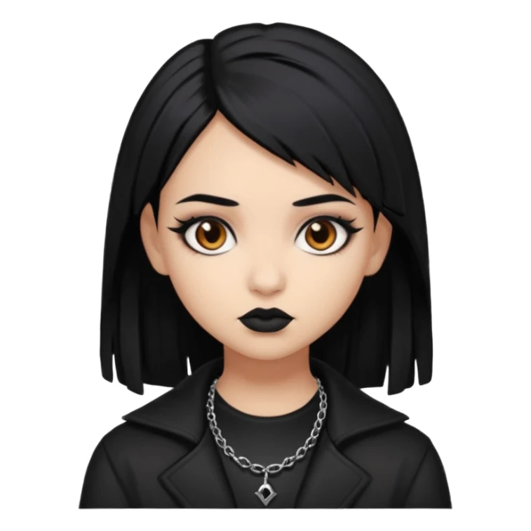 Goth girl black hair brown eyes cool lightbrown skin sticker