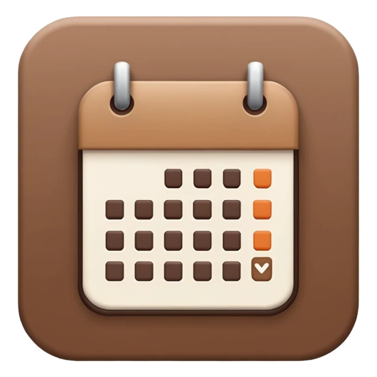 aesthetic cute of a calendar icon with the brown color sticker