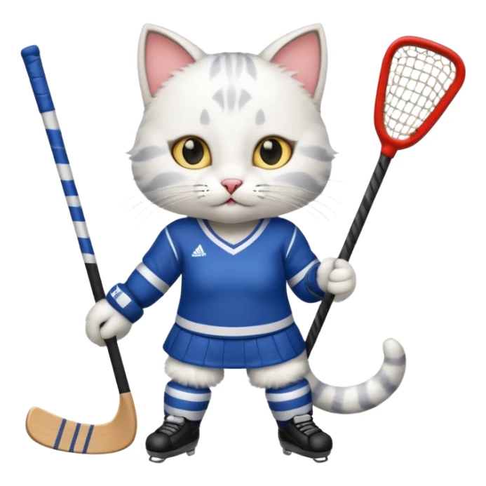 female cat hockey player with hockey stick sticker