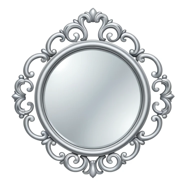 silver elegant mirror with a lot of decoration sticker