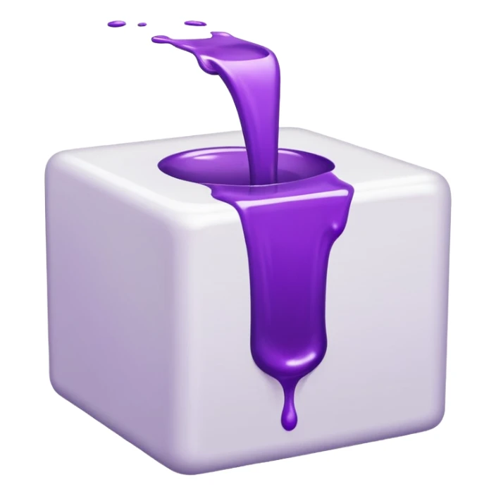 a white cub with purple liquid that is tipped over with the liquid slightly pouring out sticker