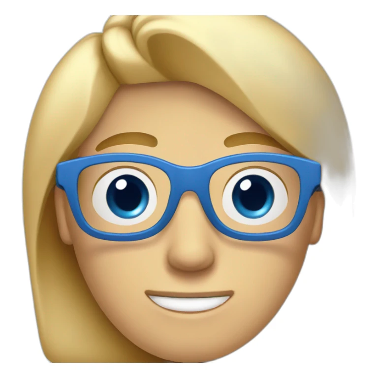 Blond man glasses blue eyes eating big hazelnut sticker