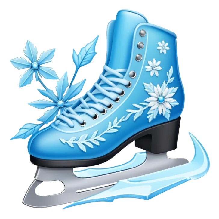 Ice blue skate blades, carving frost flower trails sticker