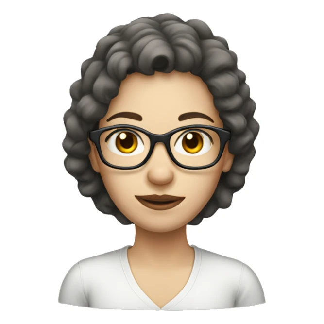 A back hair woman, pale skin, wearing glasses sticker